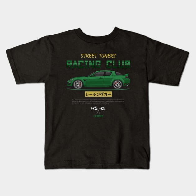 Tuner Green RX8 JDM Kids T-Shirt by GoldenTuners